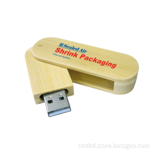 Bamboo Custom USB Flash Drive Bam Twist Style Can Take Laser Engrave Logo (BM007)